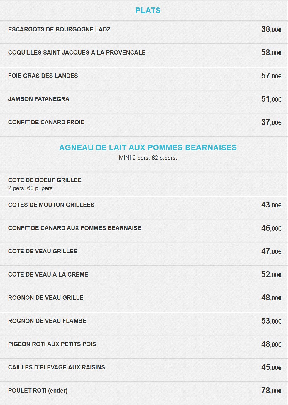 L&#39; Ami Louis à Paris 3, carte-menu et photos